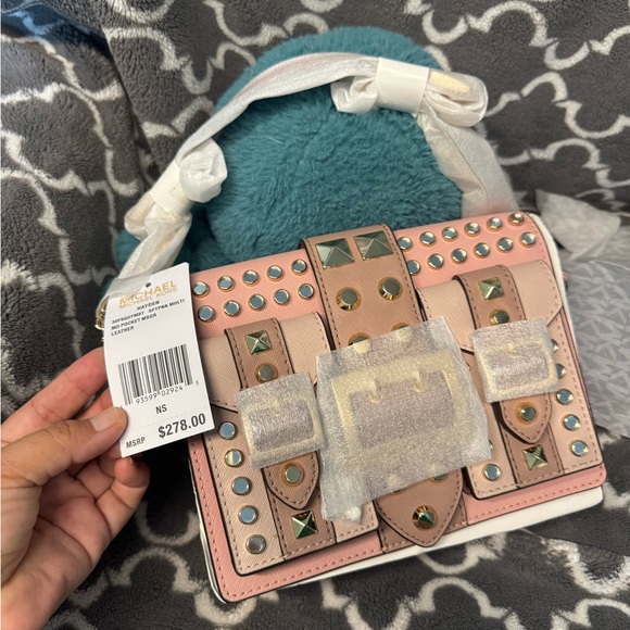 NWT Michael kors softpink Hayden Purse Studded Crossbody Shoulder Bag - Picture 9 of 13